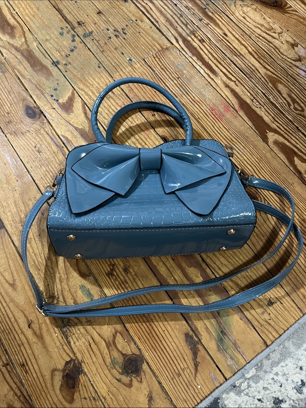 Blue Bow Accent Satchel Handbag - Women Bags